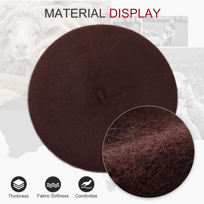 Sumolux Women Beret Hat Wool Vintage French Solid Color Classic Winter Cap - Image 3